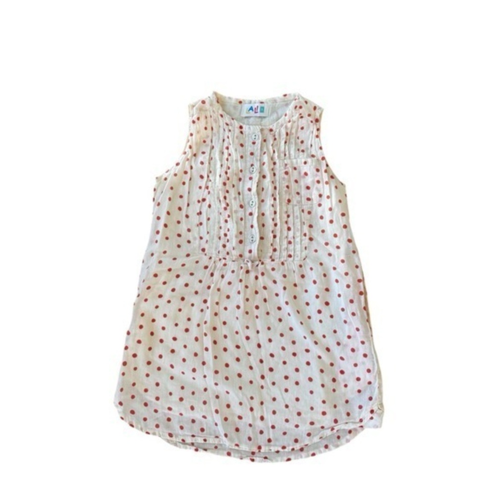 LALI Polkadot‎ Cream & Red Pintuck Dress 3T